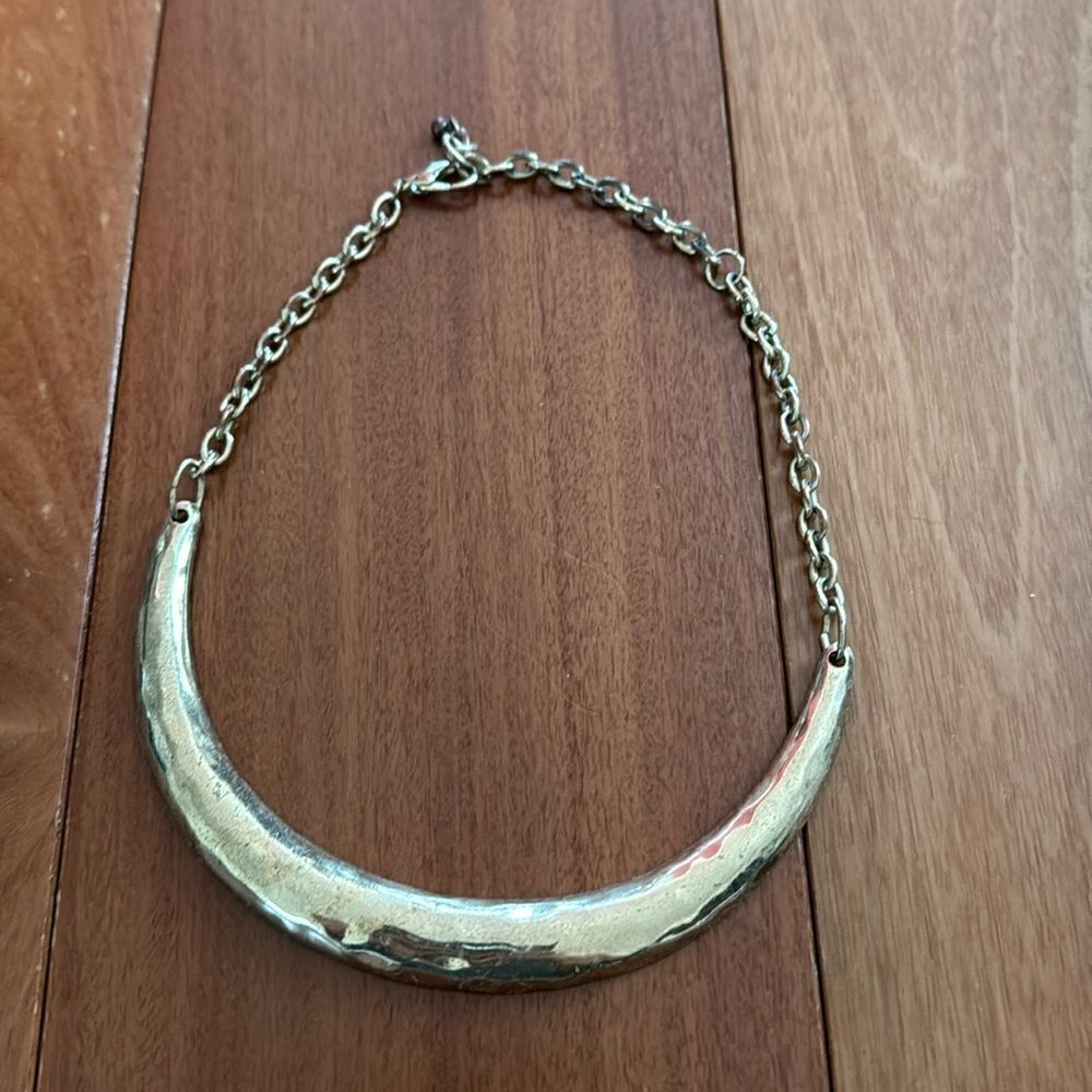 ‎Vintage Gold Tone Chain Bib Necklace